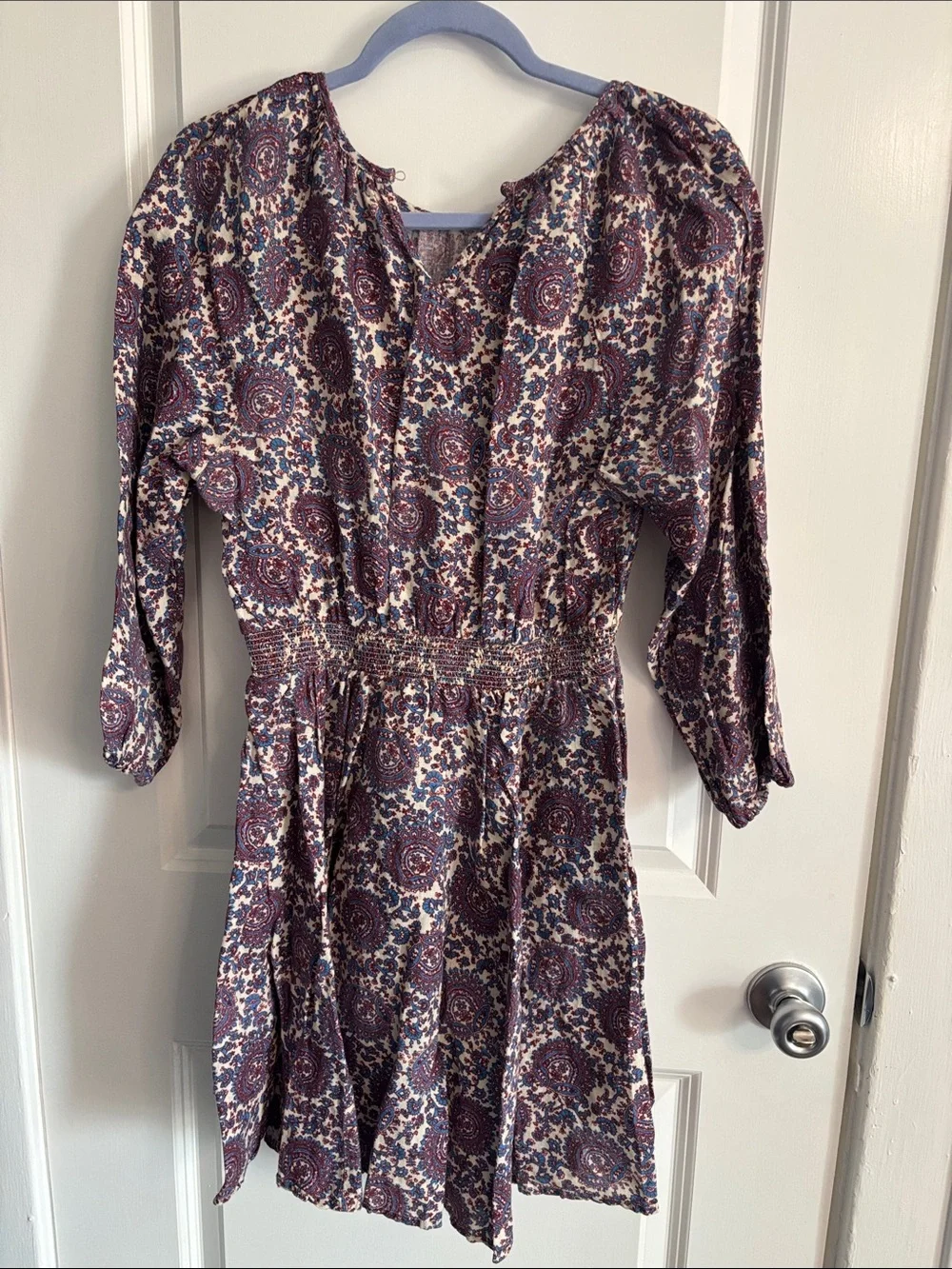 J.Crew Paisley Print Blouse in Cream, Blue and Burgundy